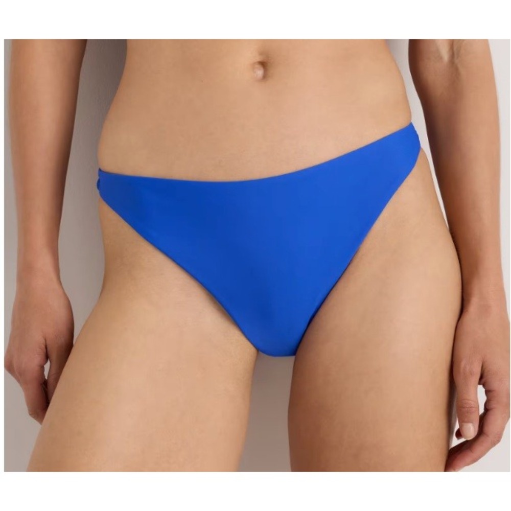 Quince Italian Low-Rise Bikini Bottom Royal Blue Swimwear Mid Rise Size Small